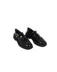 Adeline Buckled Patent Leather Loafers Black