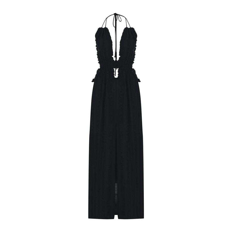 Anais Black Elasticated Belt Long Dress Fınal Item - Porterist 1