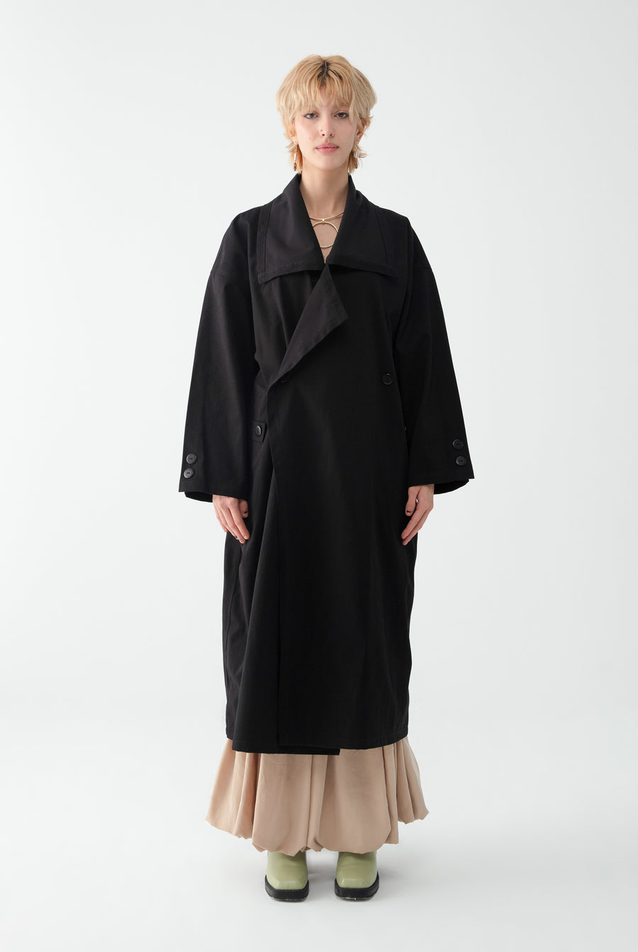 Black Shawl Collar Trench Coat | Porterist