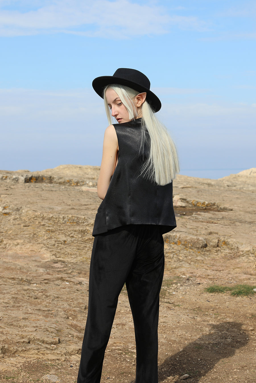 Black Straight - cut Velvet Pants | Porterist