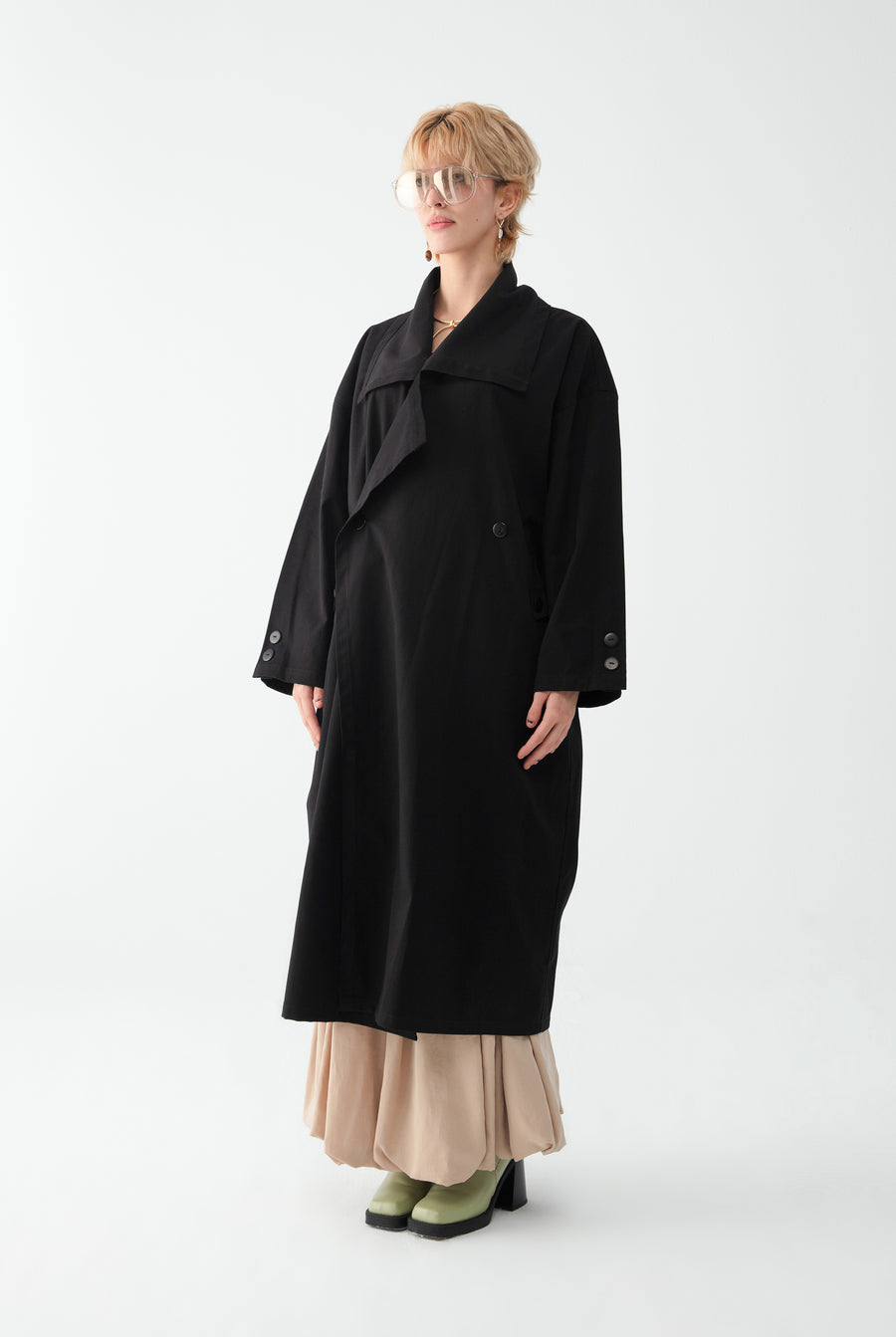 Black Shawl Collar Trench Coat | Porterist