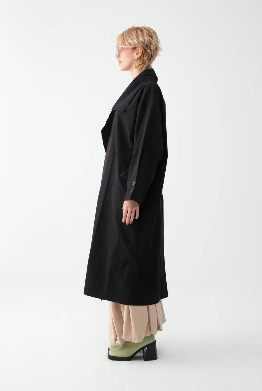 Black Shawl Collar Trench Coat | Porterist