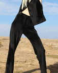 Black Straight - cut Velvet Pants | Porterist