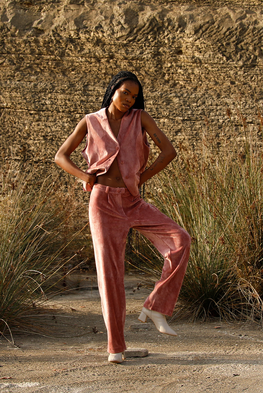 Rose Velvet Straight - cut Pants | Porterist