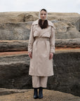 Cream Notched Collar Trench Coat | Porterist