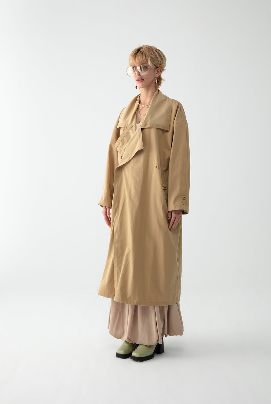 Cream Shawl Collar Trench Coat | Porterist