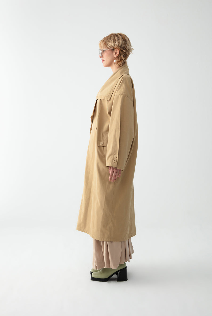 Cream Shawl Collar Trench Coat | Porterist