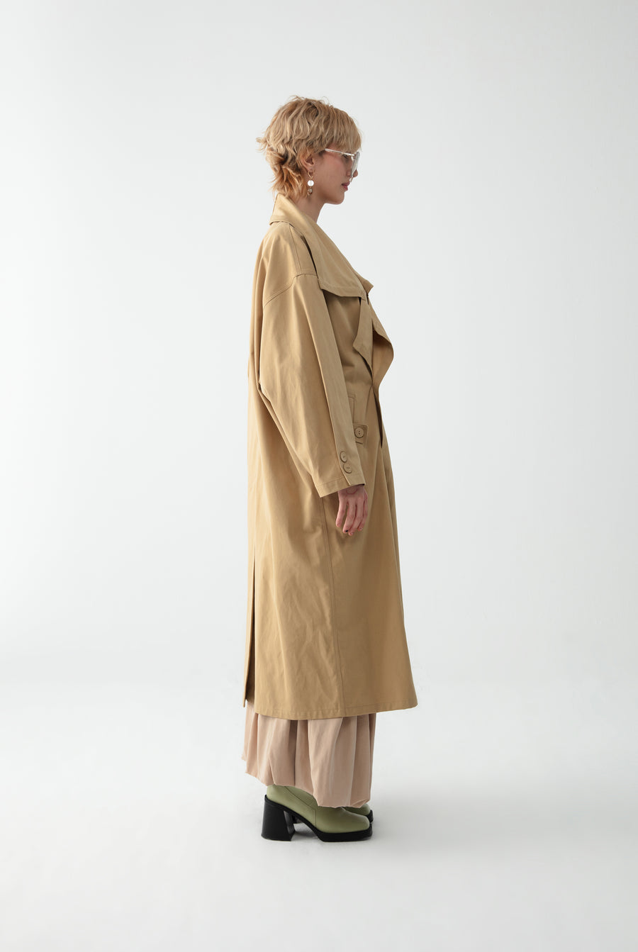 Cream Shawl Collar Trench Coat | Porterist