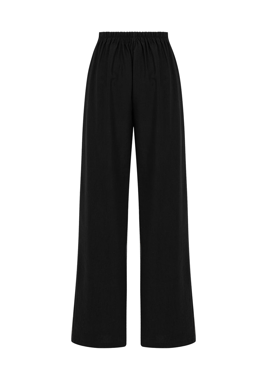 Black Green Tencel Trousers Porterist-2