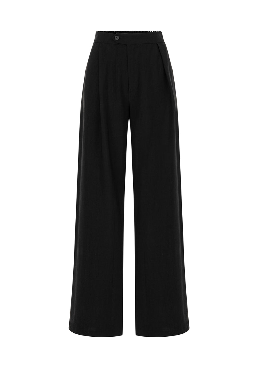 Black Green Tencel Trousers Porterist-1