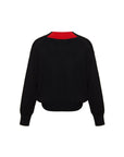 Black Brianna Self Colored V - necked 100% Wool Sweater