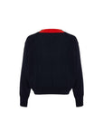 Black Brianna Self Colored V - necked 100% Wool Sweater