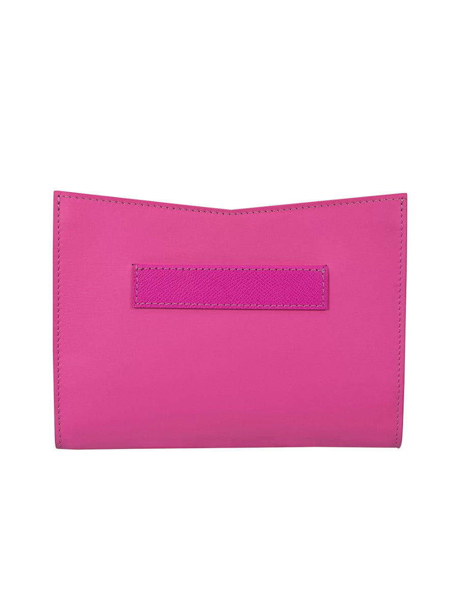 Barb Fuchsia Leather Hand Bag With Removable Shoulder