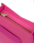 Barb Fuchsia Leather Hand Bag With Removable Shoulder