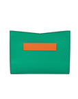 Barb Green Orange Dual Color Leather Hand Bag