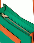 Barb Green Orange Dual Color Leather Hand Bag