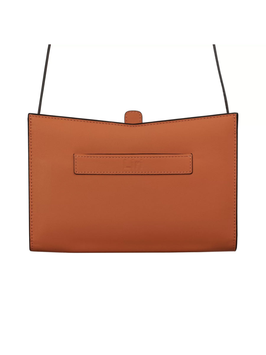 Barb Tile Color Leather Hand Bag With Removable Shoulder