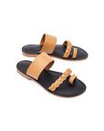 Beige Black Sand Genuine Leather Sandals | Porterist