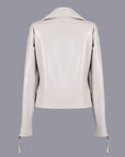 Biker Leather Jacket - Cream