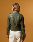 Biker Leather Jacket - Sage Green