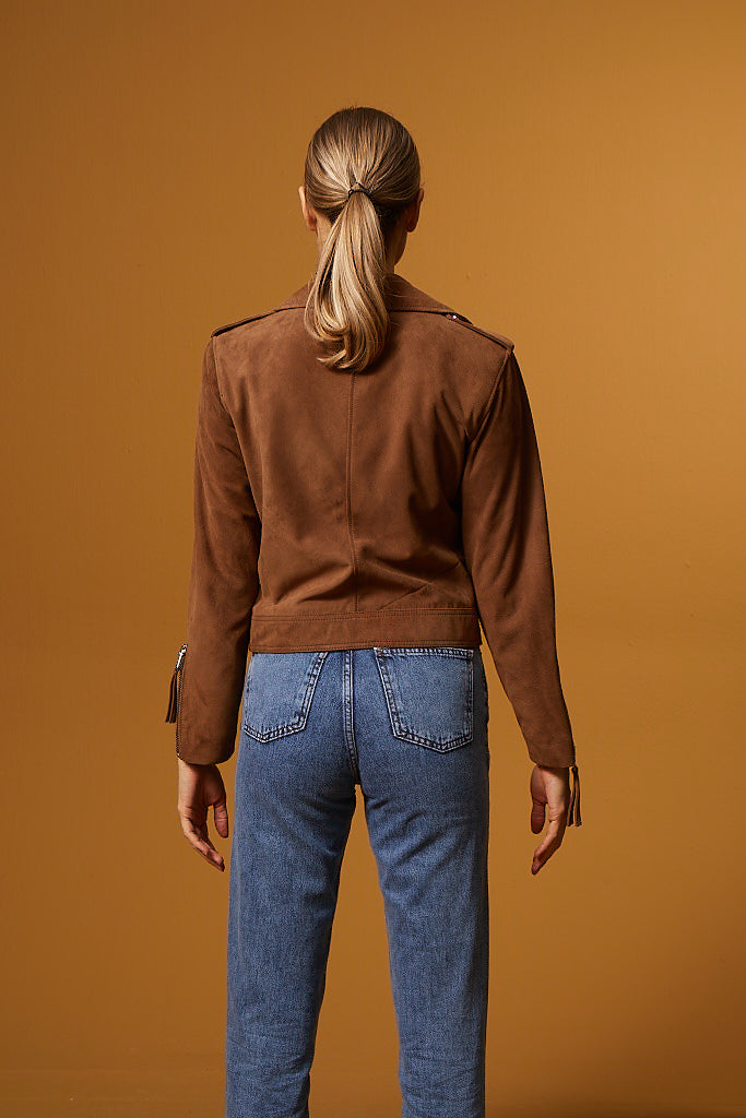 Biker Suede Jacket - Brown