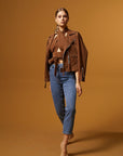 Biker Suede Jacket - Brown