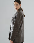 Boyfriend Blazer Leather Jacket – Mocha