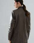 Boyfriend Blazer Leather Jacket – Mocha
