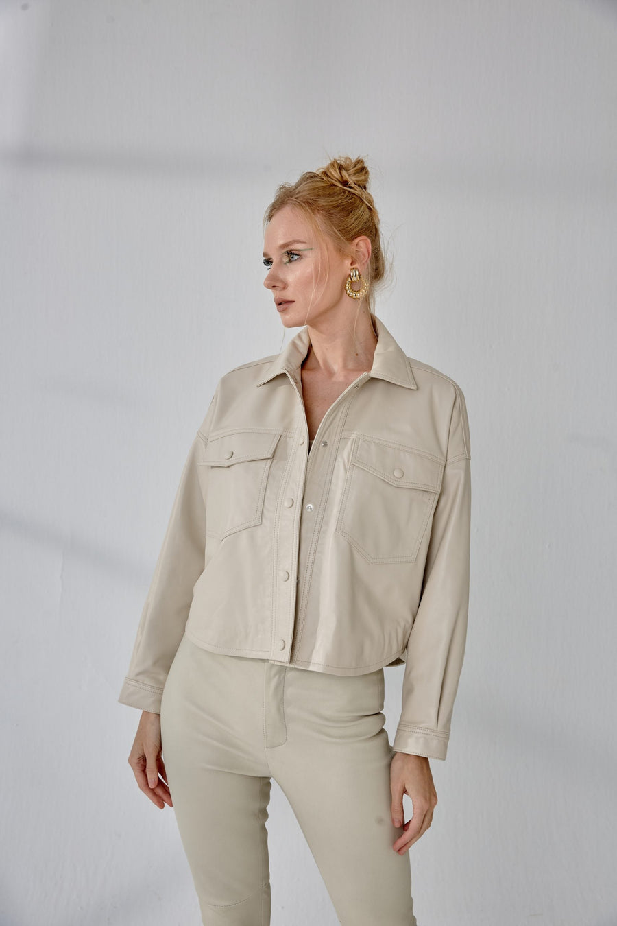 Boyfriend Leather Jacket – Cream