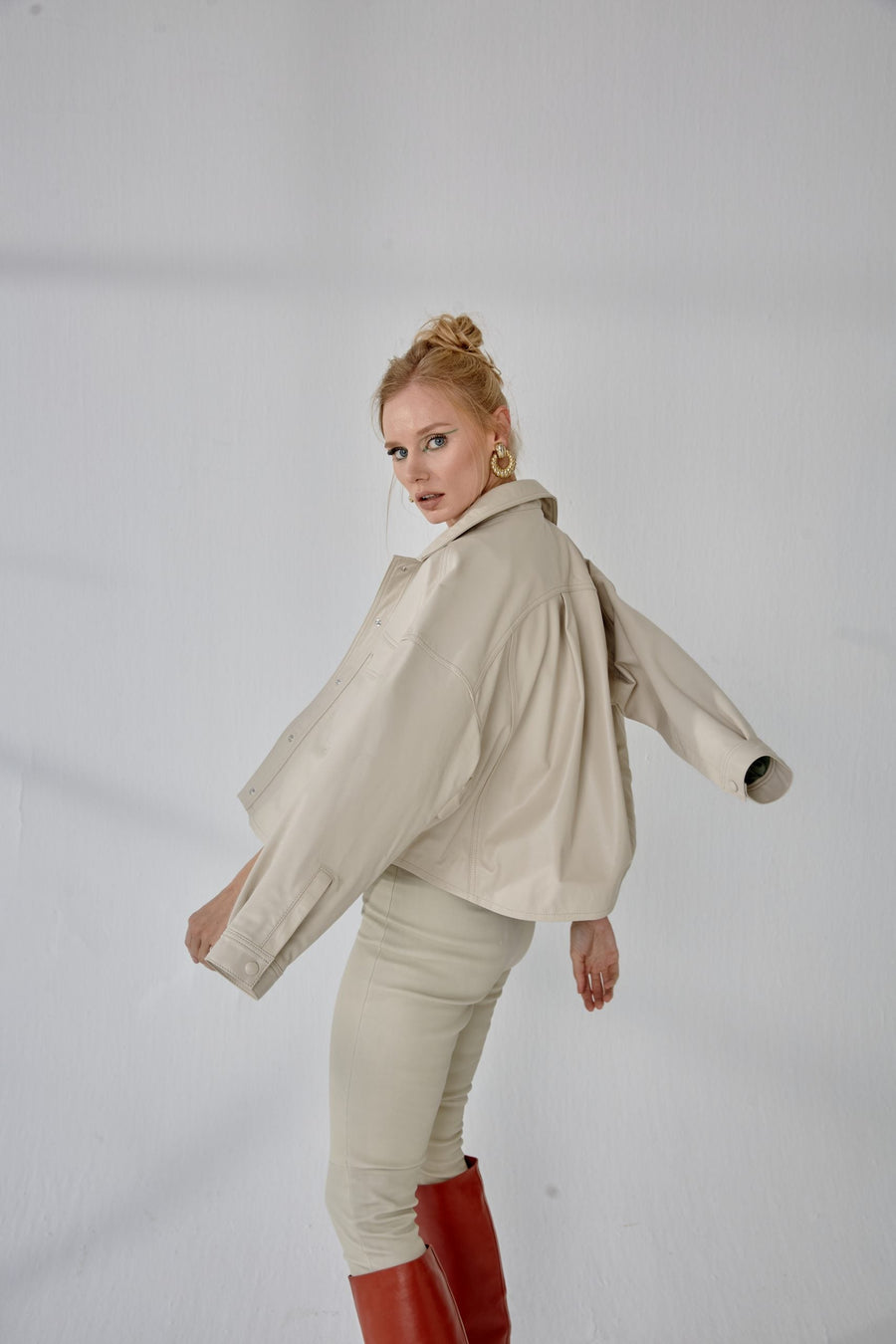 Boyfriend Leather Jacket – Cream