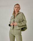 Boyfriend Leather Jacket – Nile Green