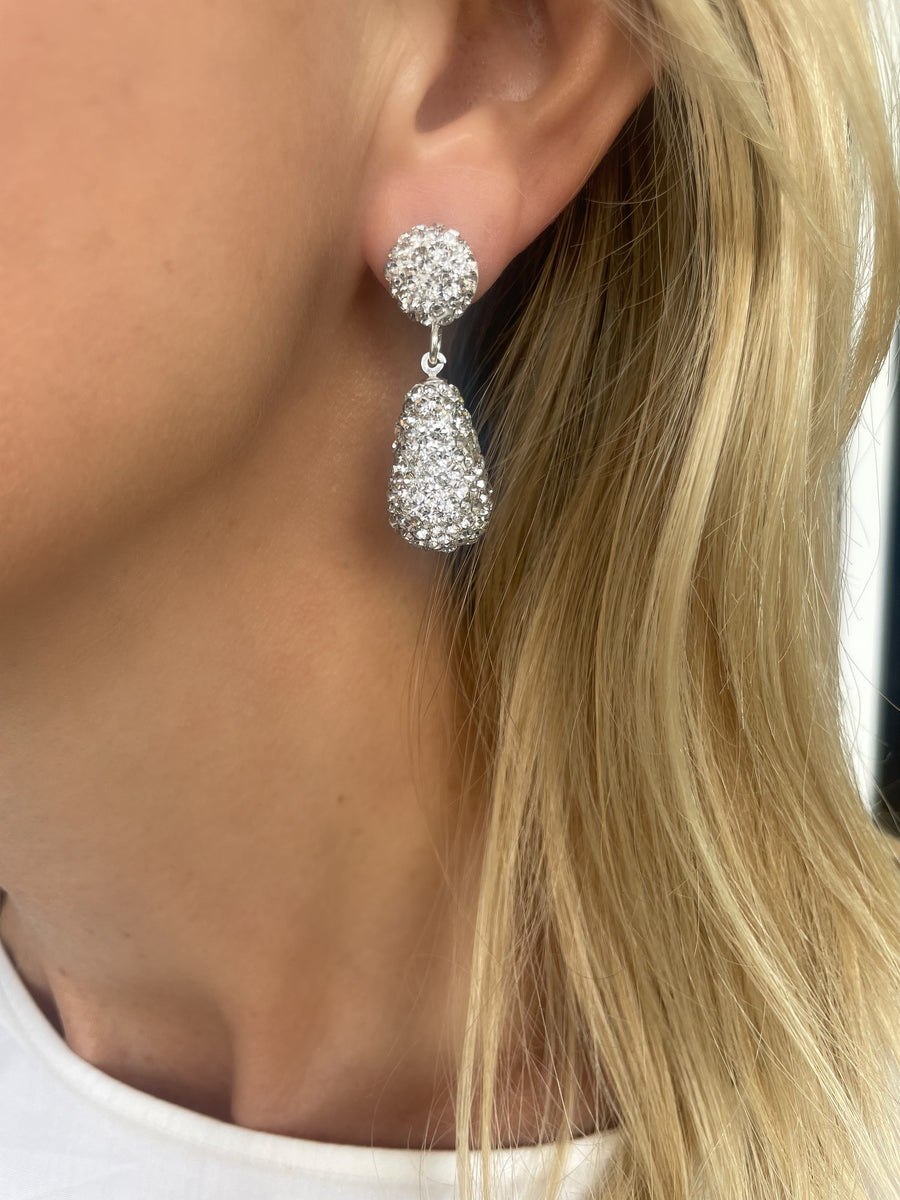 White Crystal Drop Earrings