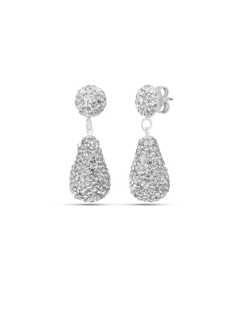 White Crystal Drop Earrings