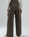 Cargo Long Leather Pants – Mocha