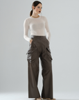 Cargo Long Leather Pants – Mocha