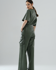 Cargo Long Leather Pants – Sage Green