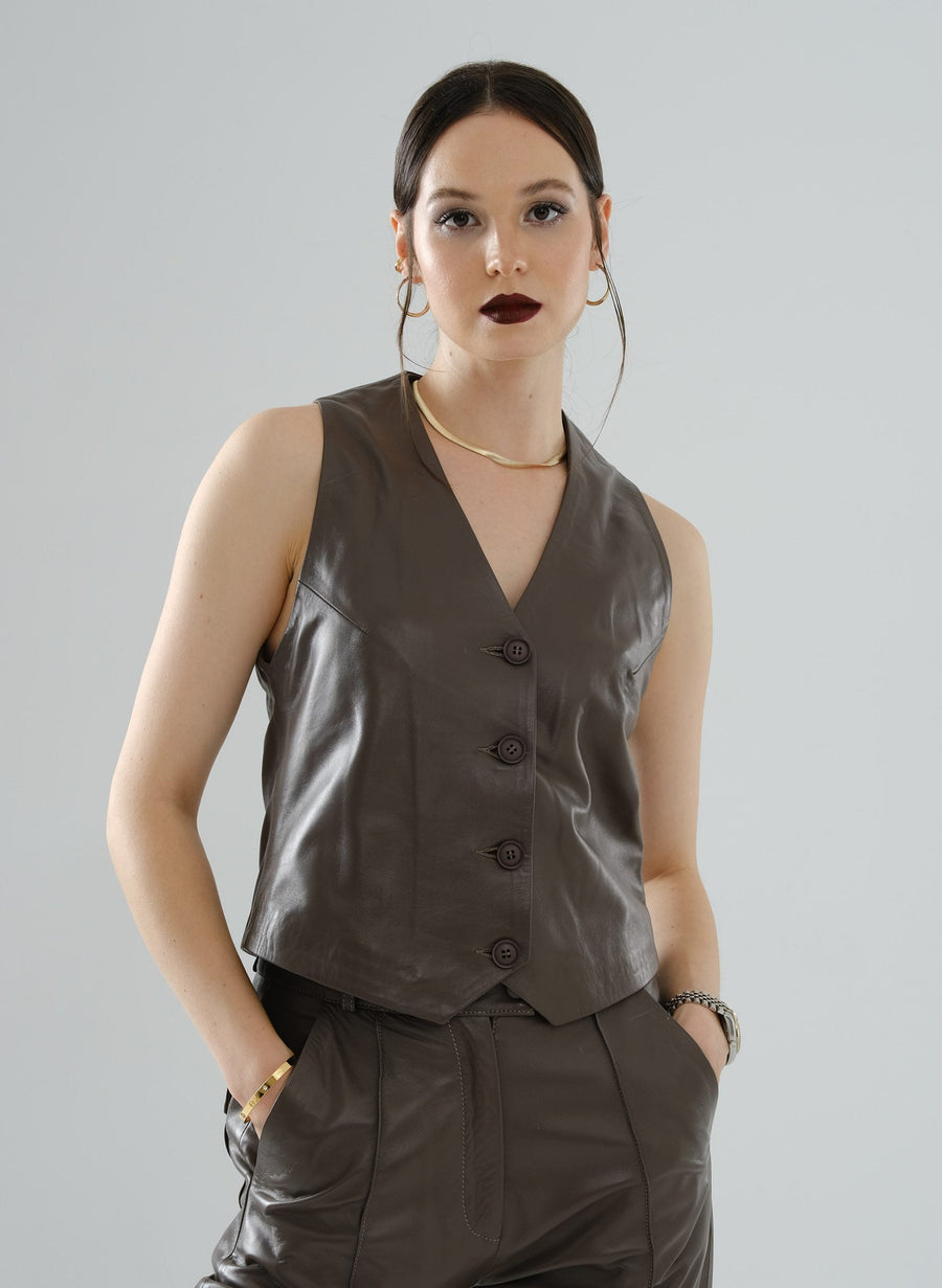 Classic Leather Vest – Mocha