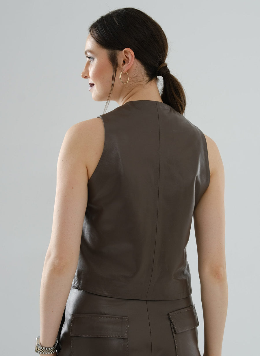 Classic Leather Vest – Mocha