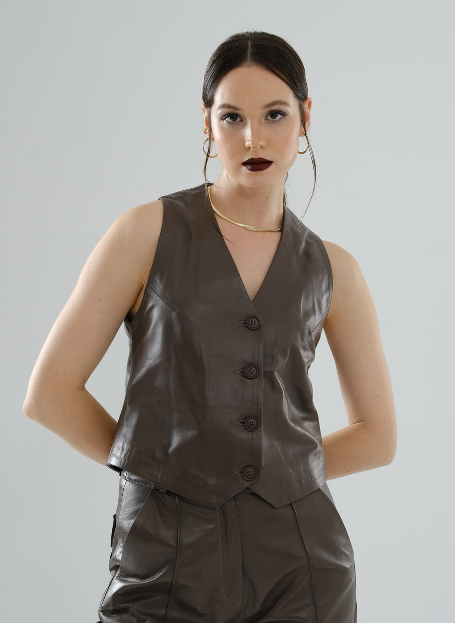 Classic Leather Vest – Mocha