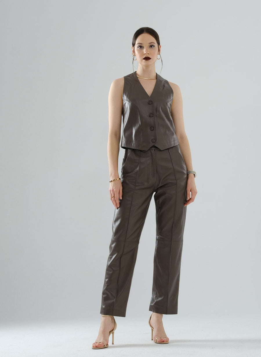 Classic Leather Vest – Mocha