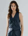 Classic Leather Vest – Petrol
