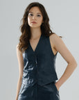 Classic Leather Vest – Petrol
