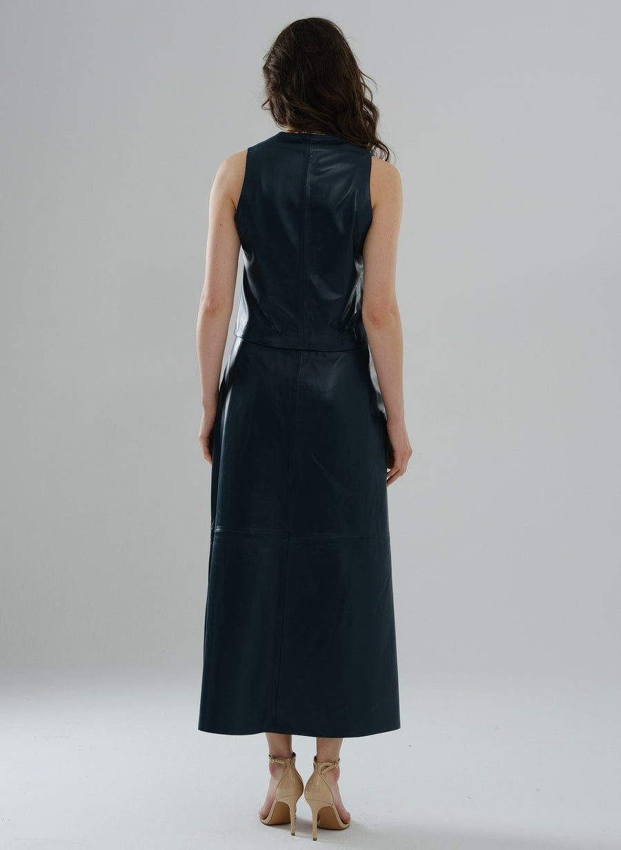 Classic Leather Vest – Petrol