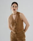 Classic Suede Vest – Brown