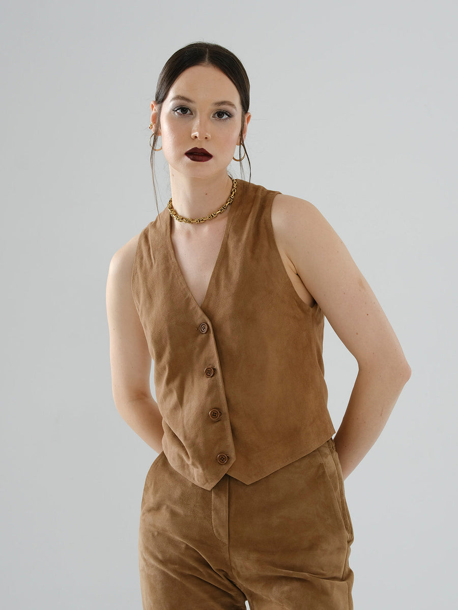Classic Suede Vest – Brown