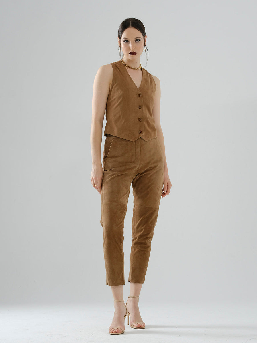 Classic Suede Vest – Brown