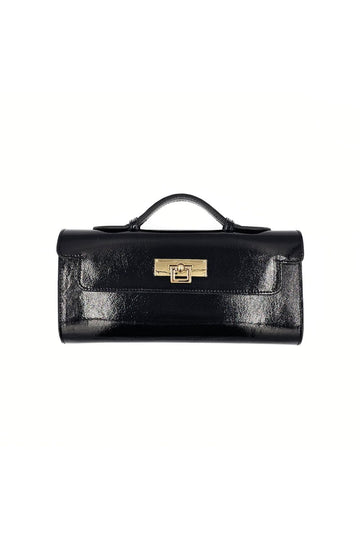 Classy Black Genuine Patent Leather Handbag