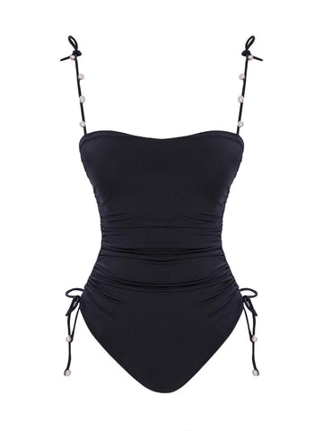 Black One Piece With Real Pearl Accessories | Porterist