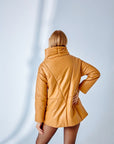 Dropped Shoulder Leather Jacket – Camel