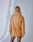 Dropped Shoulder Leather Jacket – Camel